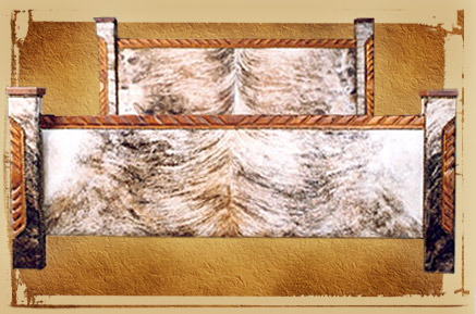 Pine and cowhide bed
