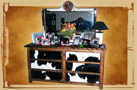 Cowhide Front Dresser with Mirror