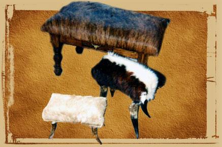 Cowhide and Cowhorn Ottomans